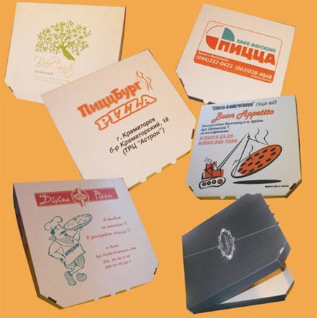 примеры дизайна упаковок для пиццы из гофрокартона